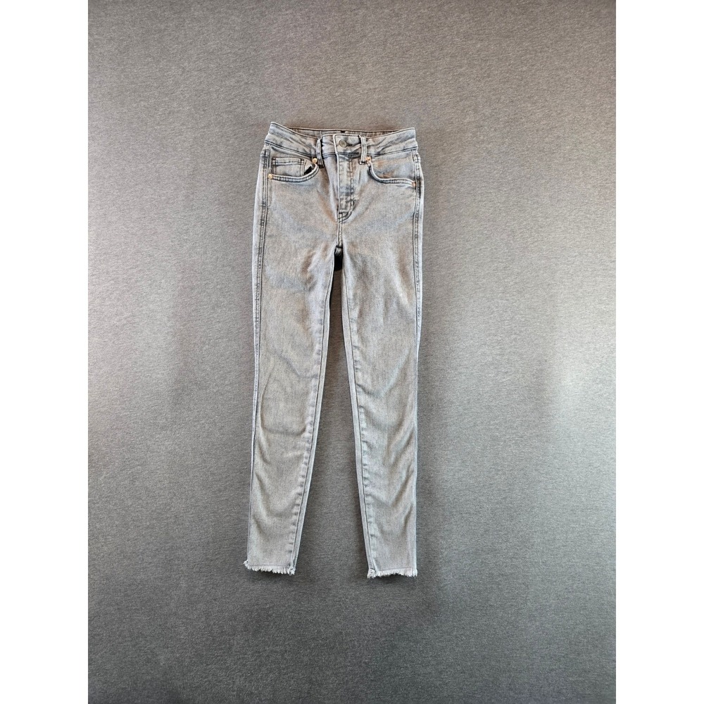 Free People Skinny Jeans Womens 25 Grey Acid Wash Raw Hem Denim OB1282348